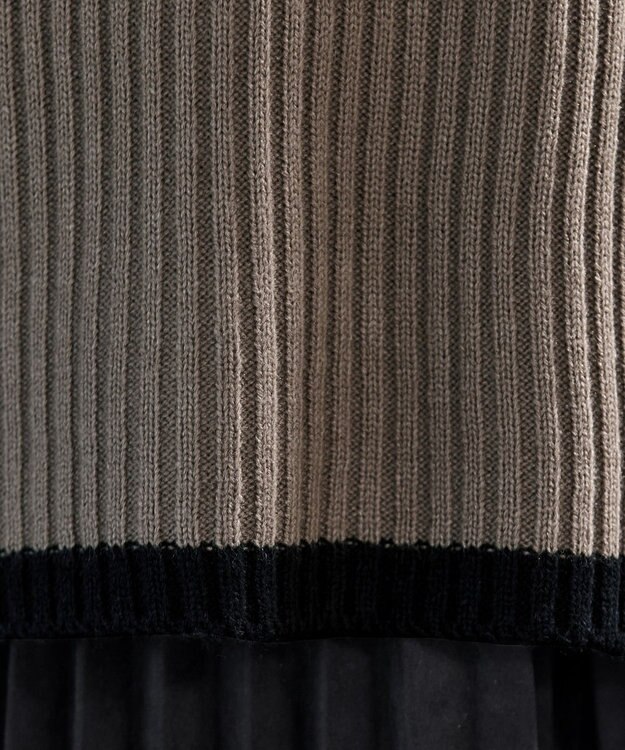 Tiaclasse 【洗える】ハイネックボーダープルオーバー グレージュ