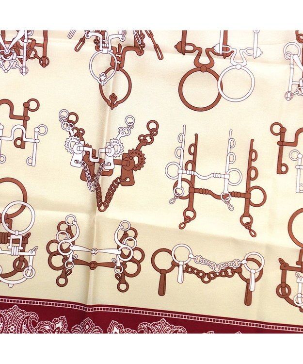 Marca ＜秋の新作＞【Marcaオリジナル】馬具＆ペイズリー 小判 シルクツイル スカーフ アカ