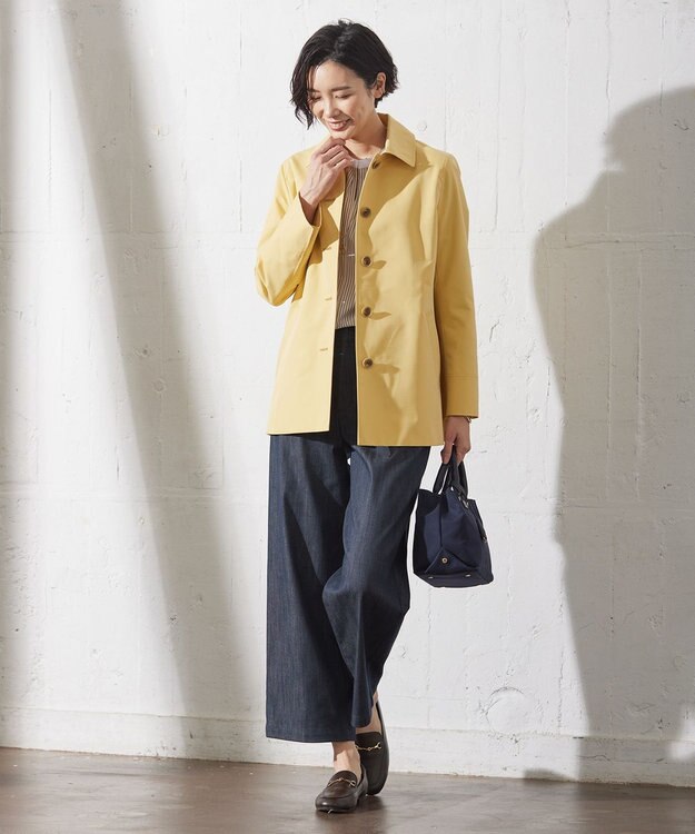 J.PRESS LADIES 【WEB限定カラーあり・撥水】80/2 T/C ツイル ステンカラー ショートコート イエロー系