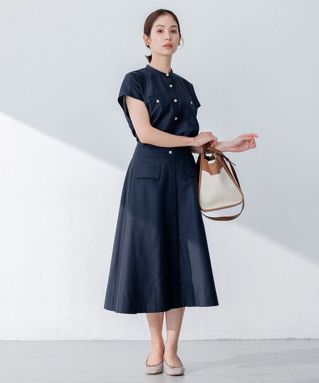 組曲 【洗える・涼感】シアーボイル スカート ネイビー系