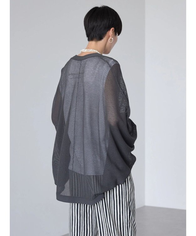 AMERICAN HOLIC ニュアンスメッシュニットカーディガン Charcoal Gray