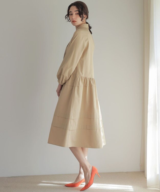 組曲 ソフトクロスピンタック ワンピース ベージュ系