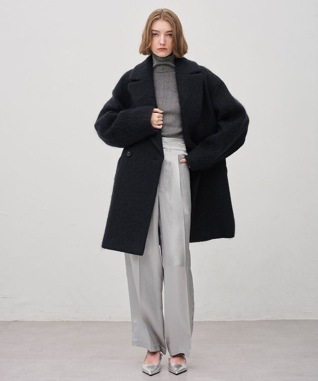 uncrave ラメニット タートルトップス シルバーグレー