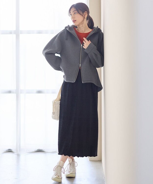 ANY L ダンボールＷジップパーカー チャコール