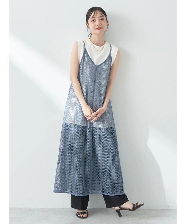 earth music&ecology レースキャミワンピース Blue