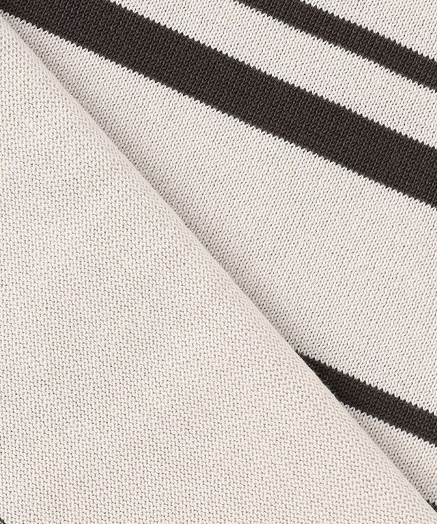 J.PRESS LADIES 【WEB限定カラーあり・洗える・抗菌防臭】COTTON POLYESTER ボーダー 襟付き ニット グレージュ×ブラウン系