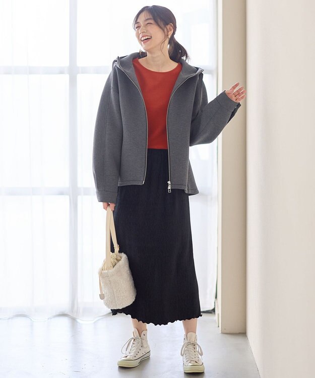 ANY L ダンボールＷジップパーカー チャコール