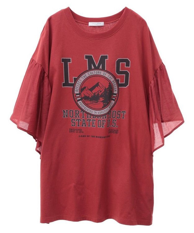 Green Parks ドッキングフレアスリーブロゴチュニック Red