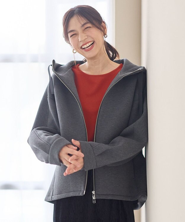 ANY L ダンボールＷジップパーカー チャコール