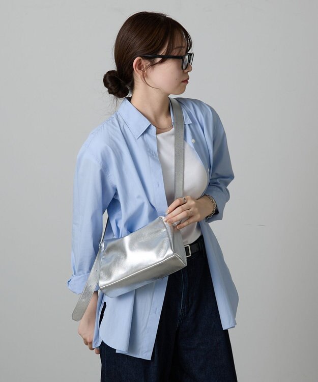 russet 【2025AW新作】レザースクエアショルダーバッグ(CE-1575) Silver