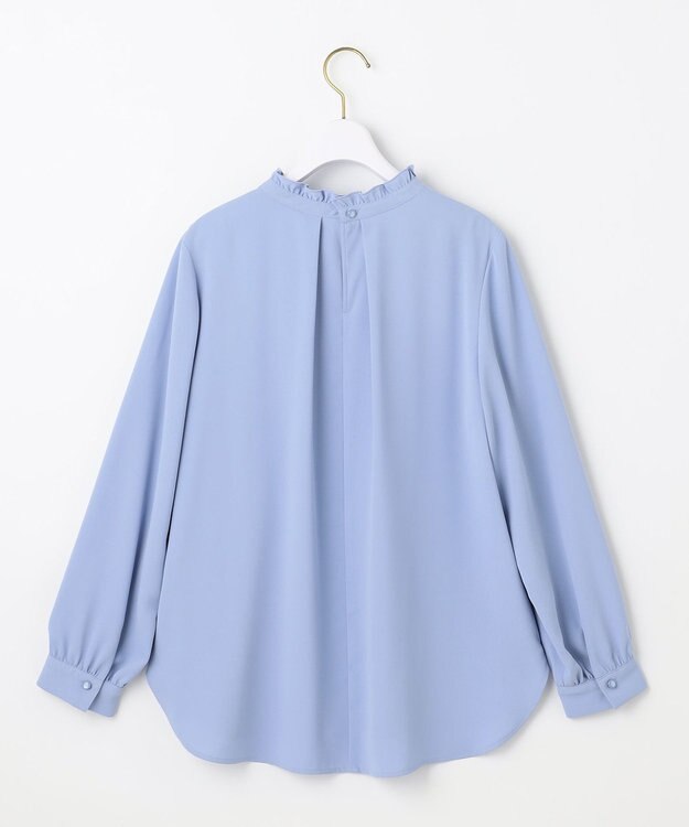 ANY SIS 【洗える】フリルネックスタンド ブラウス ライトブルー