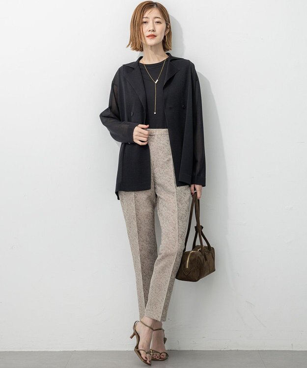 23区 L 【洗える】シアー ダブルブレスト ニット ジャケット ブラック系