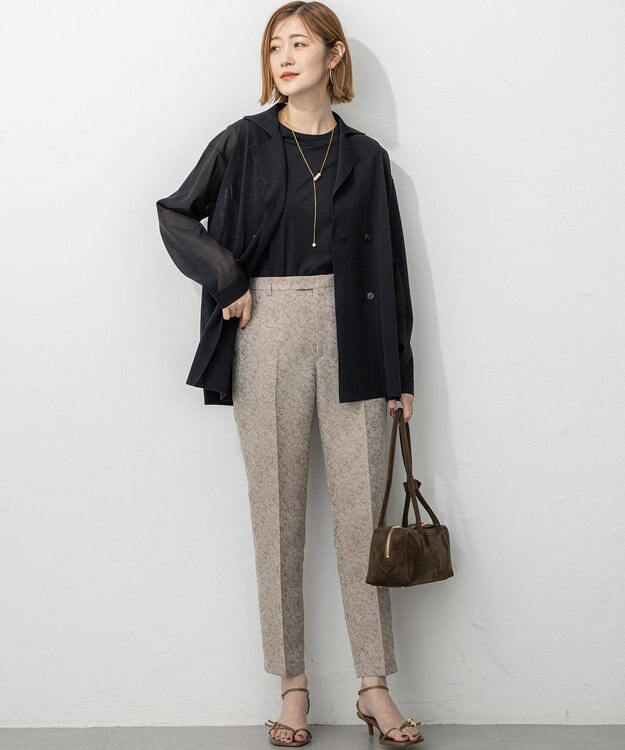 23区 L 【洗える】シアー ダブルブレスト ニット ジャケット ブラック系