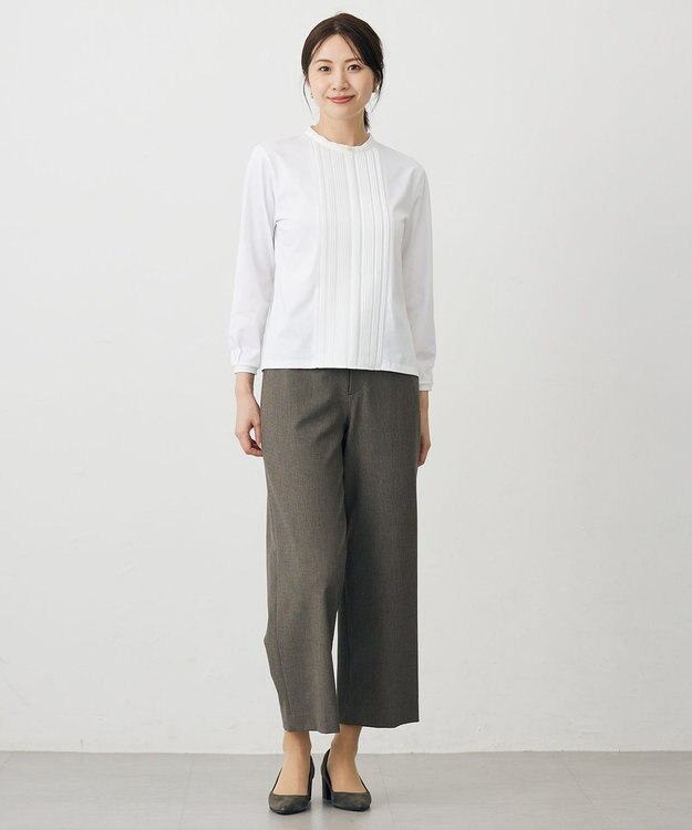 J.PRESS LADIES L 【洗える】T/Rアルガンシルク ワイド パンツ ブラウン系