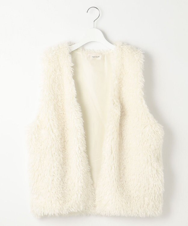 Feroux プードルファー ベスト ホワイト系