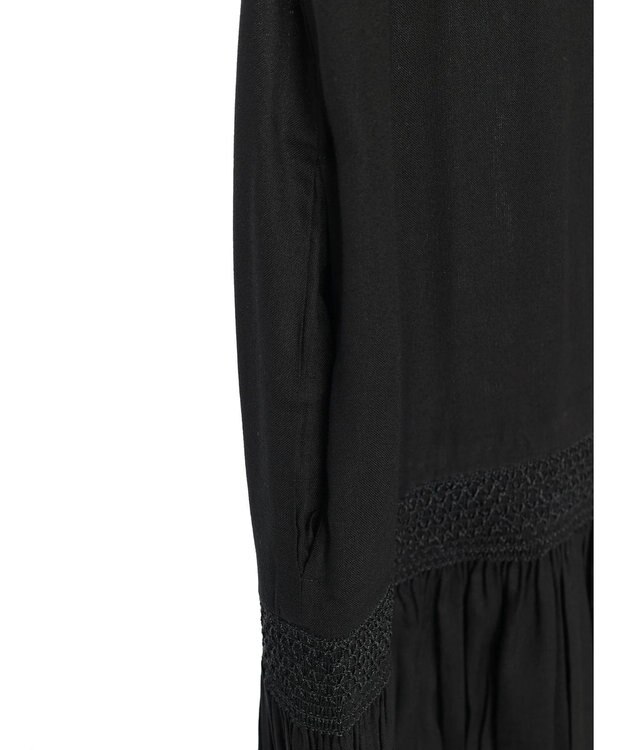 Green Parks Ｉ　ノースリスモッキング切替ワンピース Black