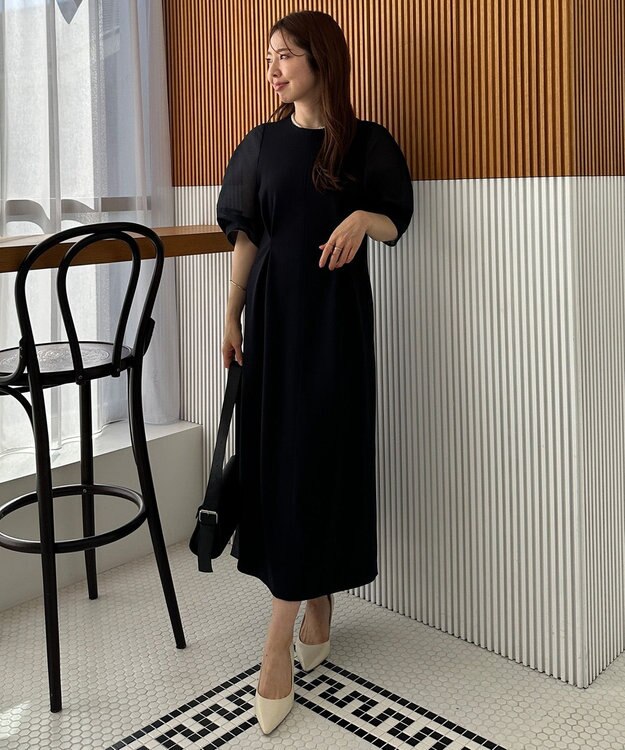 UNFILO 【VERY×UNFILOコラボ】BEAUTY MOVE シアースリーブ ワンピース ネイビー