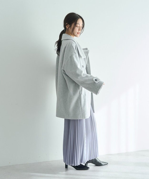 YECCA VECCA ウール混ミドル丈スタンドカラーコート Light Gray