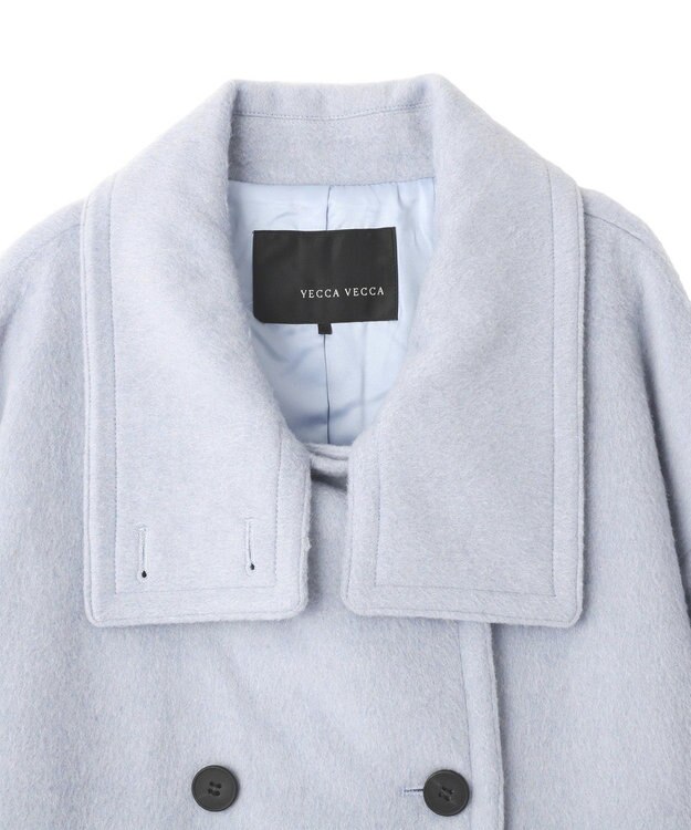 YECCA VECCA ウール混ミドル丈スタンドカラーコート Sax