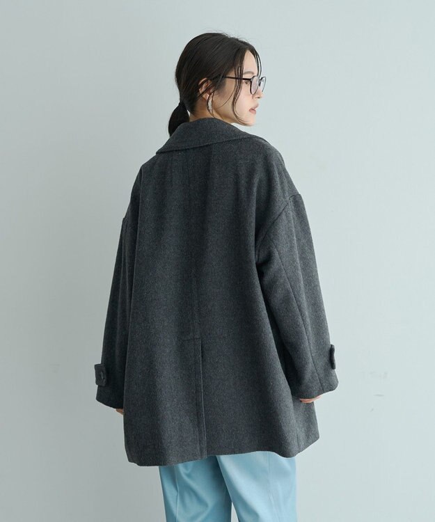 YECCA VECCA ウール混ミドル丈スタンドカラーコート Charcoal Gray