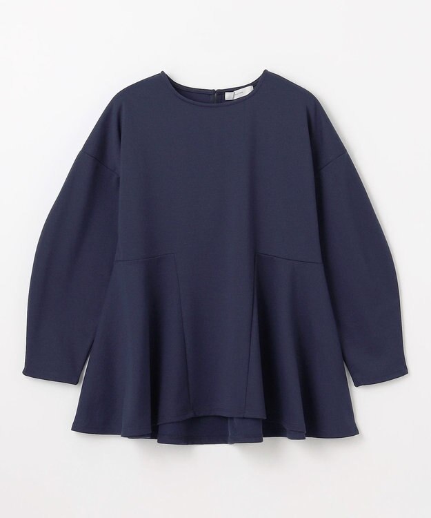 ANY ジョーゼット裏起毛ペプラムプルオーバー ネイビー