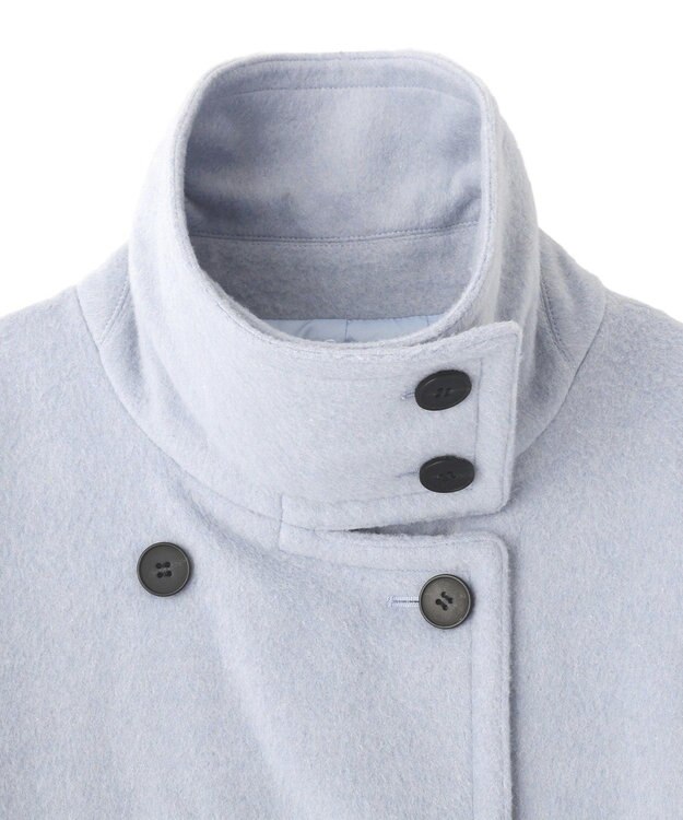 YECCA VECCA ウール混ミドル丈スタンドカラーコート Sax