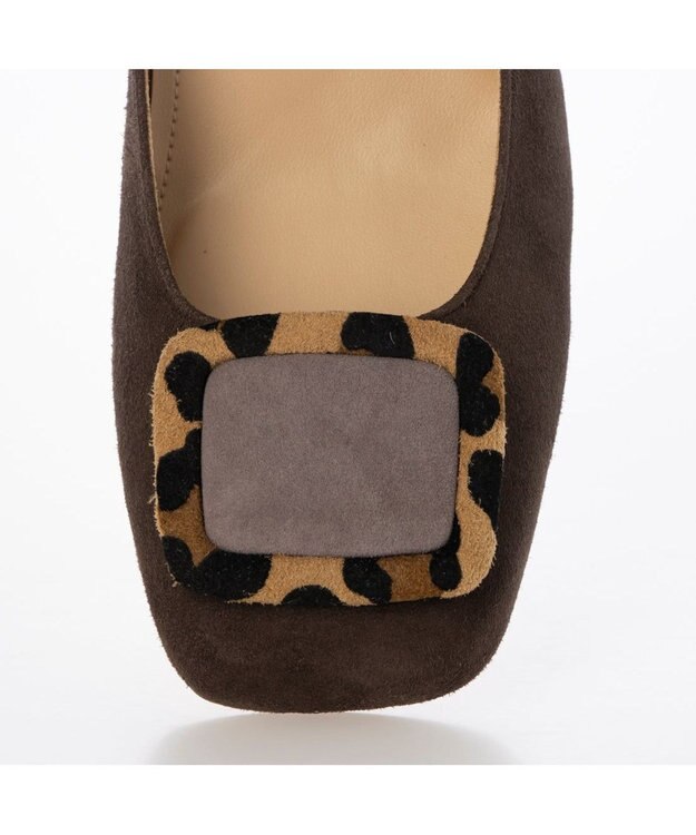 MODE ET JACOMO <MODE ET JACOMO>バックルスクエアトゥパンプス ダークブラウンスエード