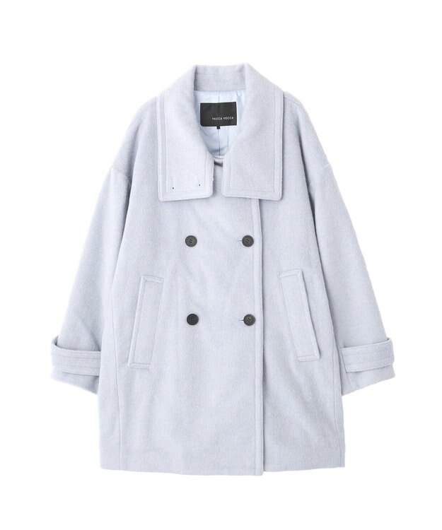 YECCA VECCA ウール混ミドル丈スタンドカラーコート Sax