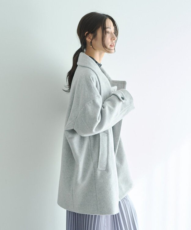 YECCA VECCA ウール混ミドル丈スタンドカラーコート Light Gray