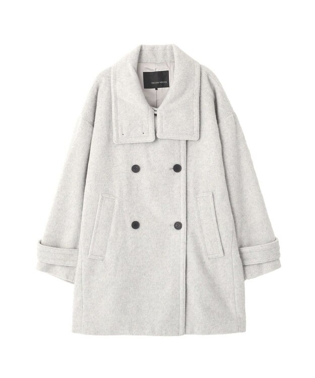 YECCA VECCA ウール混ミドル丈スタンドカラーコート Light Gray