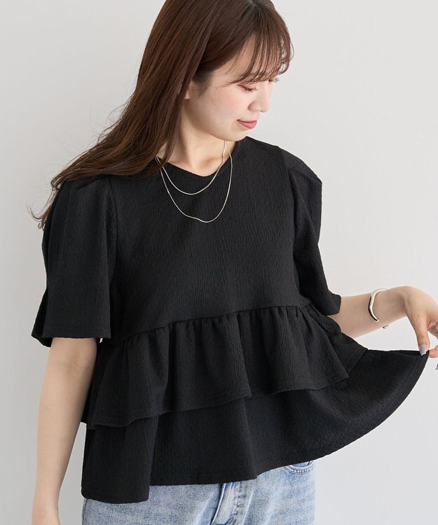 Green Parks ・ＰｅｔｉｔＦｌｅｕｒ　２ｗａｙダイヤ柄プルオーバ Black