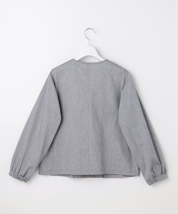 J.PRESS LADIES L TCリネン ドライツイル ノーカラー ブルゾン グレーシャンブレー系