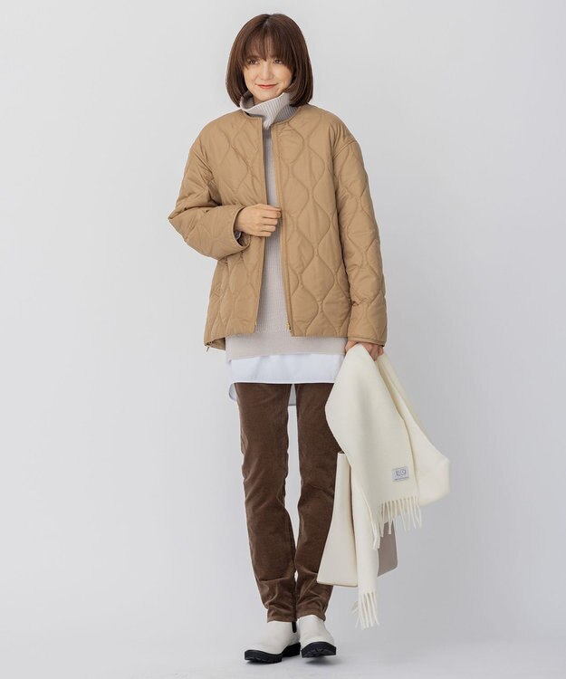 23区 L 【洗える】中綿キルティング ショート ブルゾン キャメル