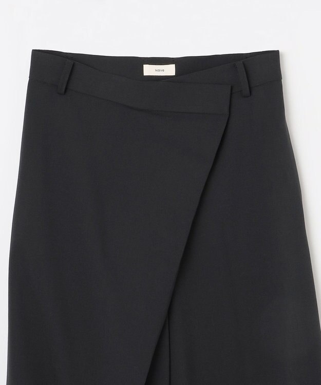 NAVE 【Nave・洗える】スパントロ ワイドラップパンツ ブラック系