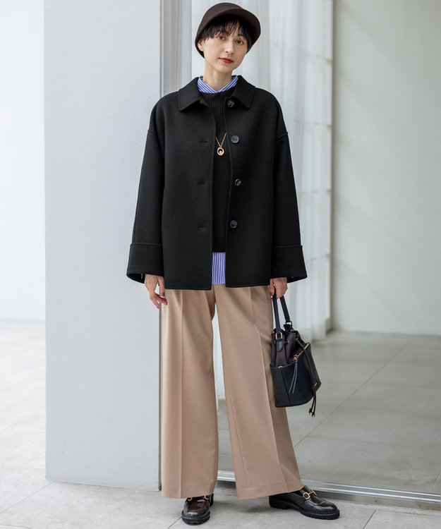 23区 L 【VERY掲載】MANTECOPure リバー ステンカラーコート ブラック系