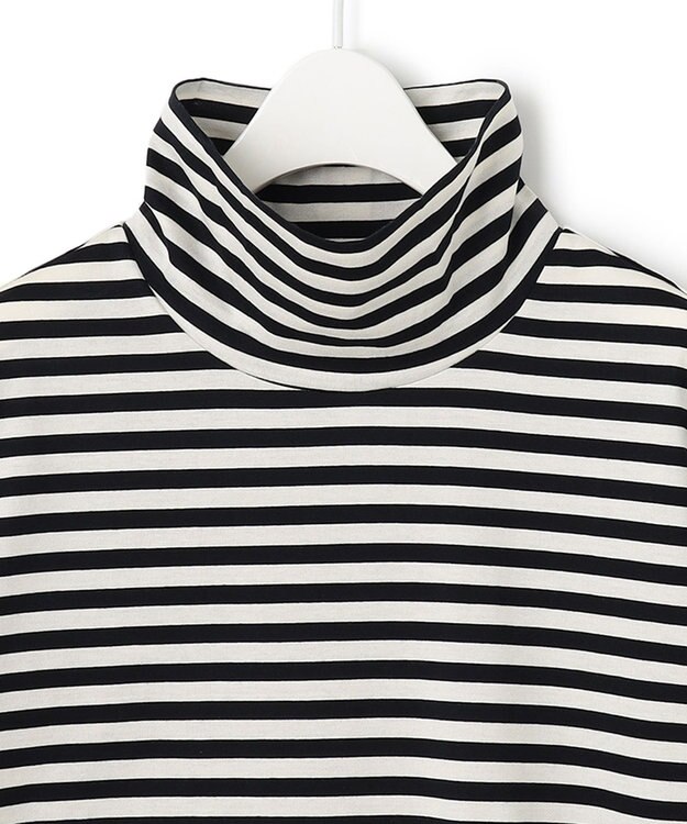 ICB 【洗える】CottonSingleJersey ハイネックプルオーバー ブラックボーダー系