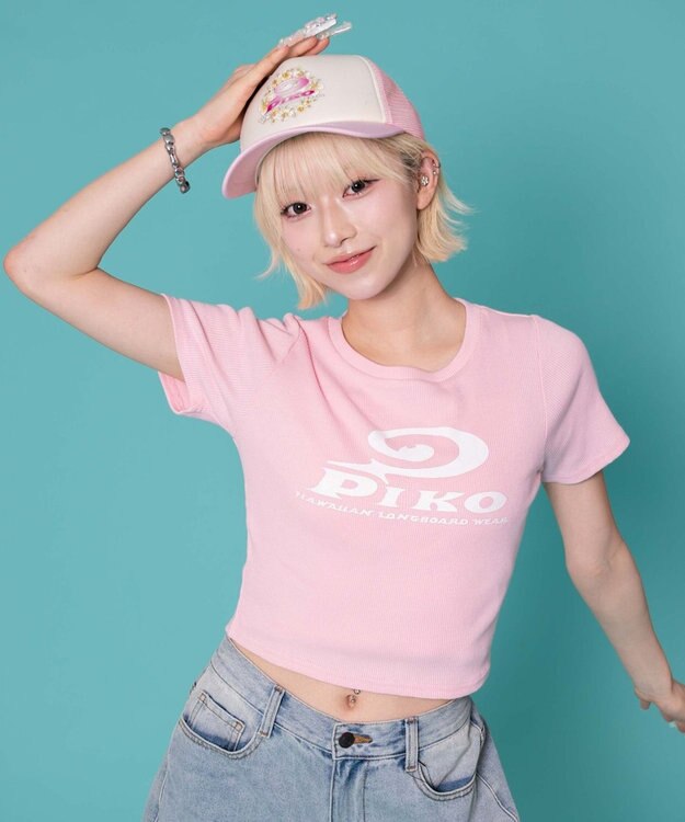 WEGO 別注PIKOラメ　リブT ピンク