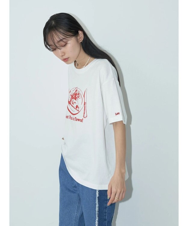 earth music&ecology Ｌｅｅ×ｅ．ｍ．ａ．ｅ　ＰＩＺＺＡ　ＴＥＥ Off White