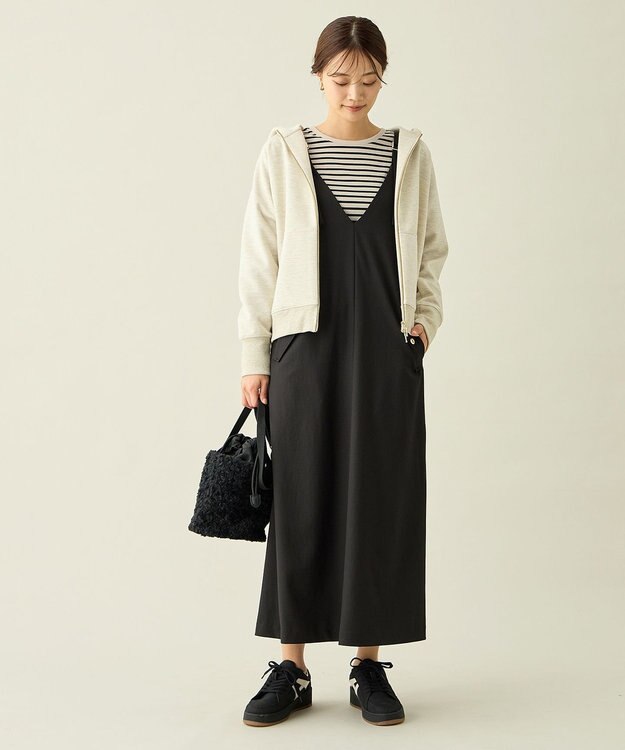 ANY L ラメダンボールダブルジップパーカー オートミール