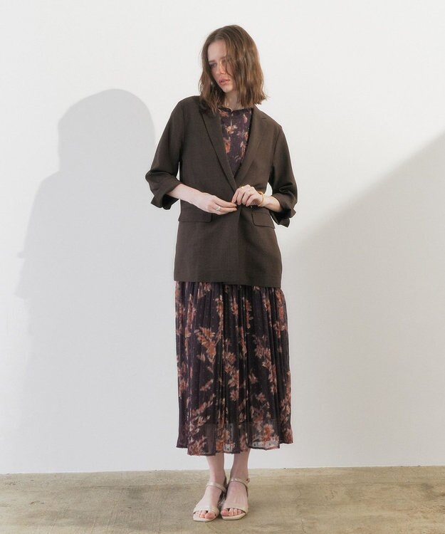 YECCA VECCA ぼかし柄プリーツワンピース Brown