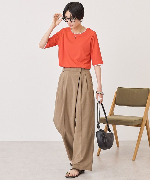 AMERICAN HOLIC シアーリブ配色プルオーバー Red