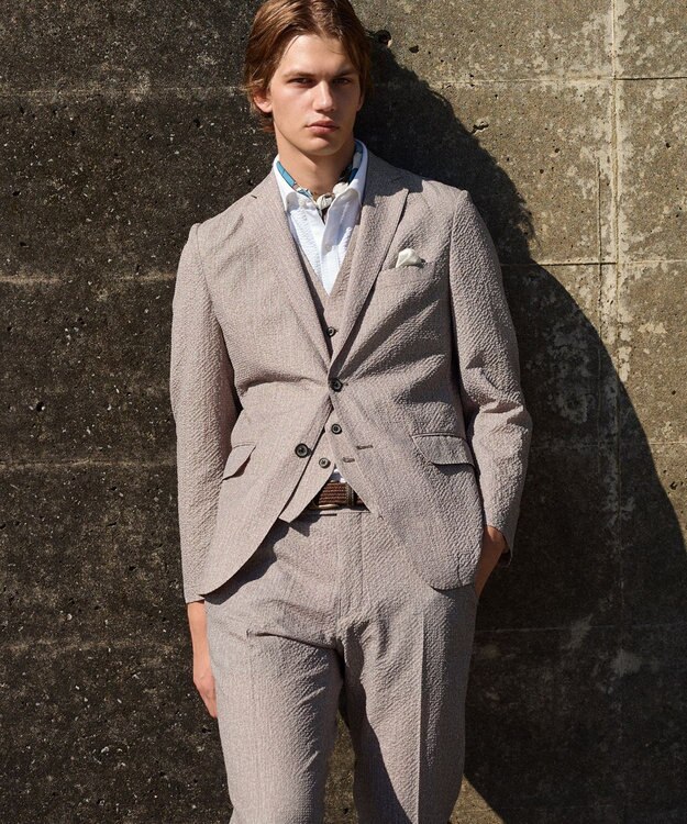 JOSEPH ABBOUD 【ストレッチ・洗える・軽量・防しわ・速乾・エコ撥水】ライトウェーブベスト ベージュ系