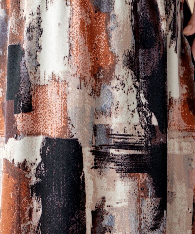 Tiaclasse 【洗える】ペイント柄スカート オレンジ