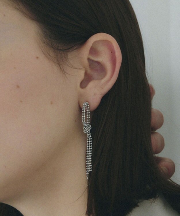 YECCA VECCA ノットボールチェーンピアス Silver