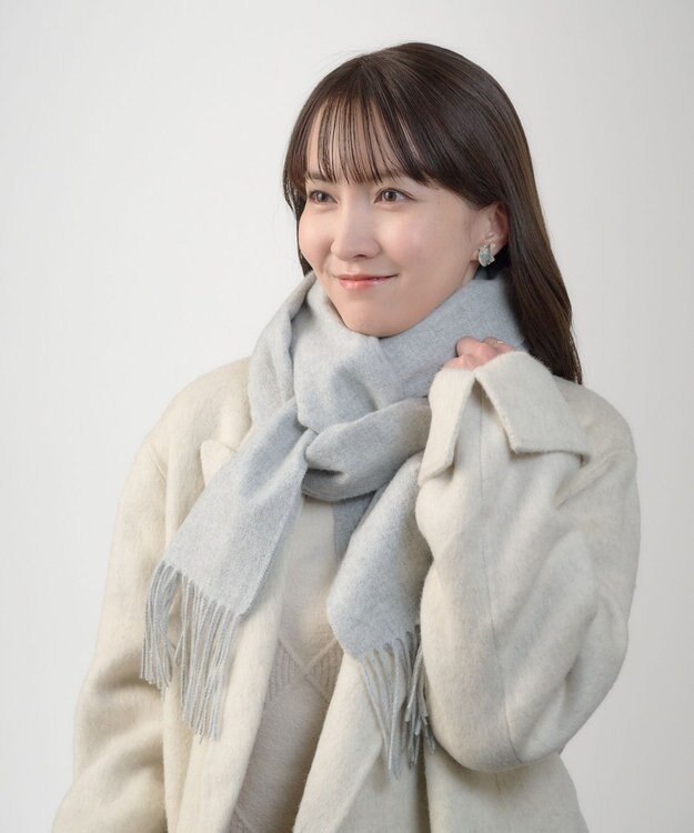 MOONBAT プラスムーンバット (+moonbat) カシミヤ100％無地マフラー 洗える 190㎝×30㎝ グレー