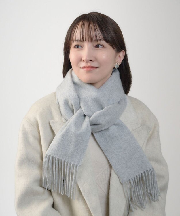 MOONBAT プラスムーンバット (+moonbat) カシミヤ100％無地マフラー 洗える 190㎝×30㎝ グレー