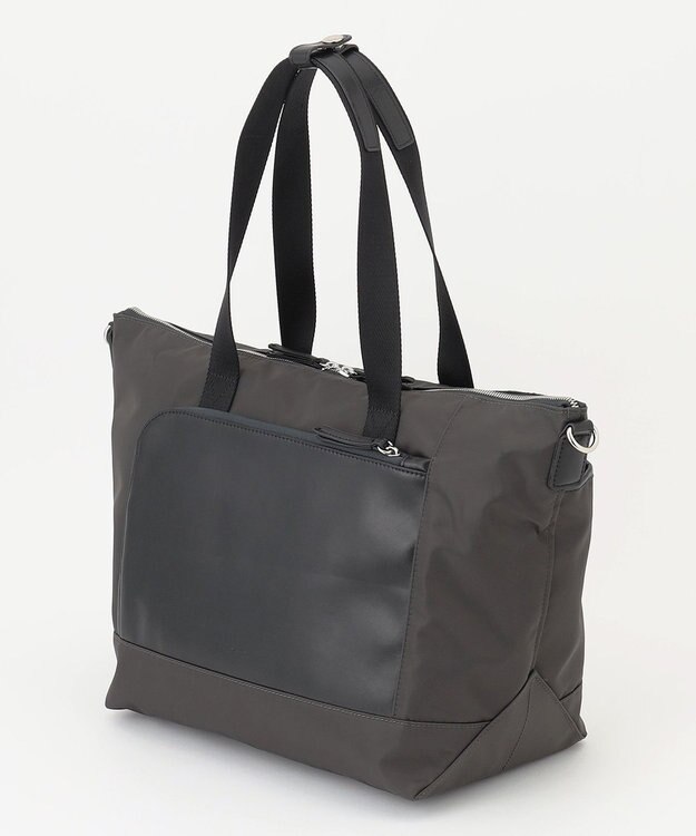 Y'SACCS ナイロン×リサイクルレザー　コンビマルチトート グレー