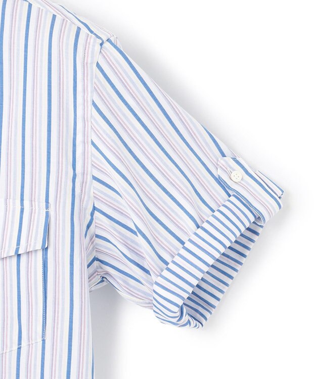 J.PRESS MEN オーガニックコットンダブルチューブマルチストライプシャツ ブルー系1