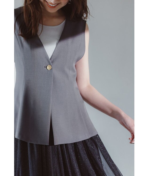 ANY SIS ラメテレコ タンクトップ シルバー