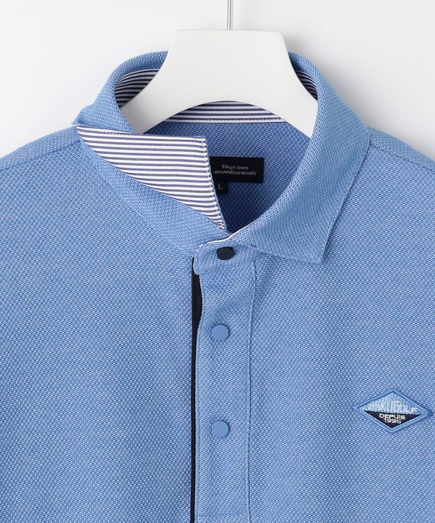 23区GOLF 長く愛せる定番人気！【MEN】【日本製】ハニカムカノコ 長袖ポロシャツ サックスブルー系